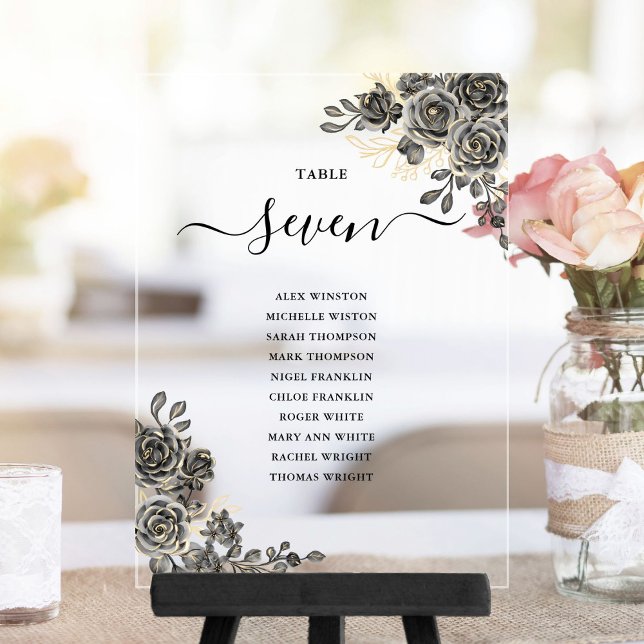 Gothic Floral Sitzplan Akryllische Tischnummer (Gothic Floral Seating Plan Acrylic Table Number)