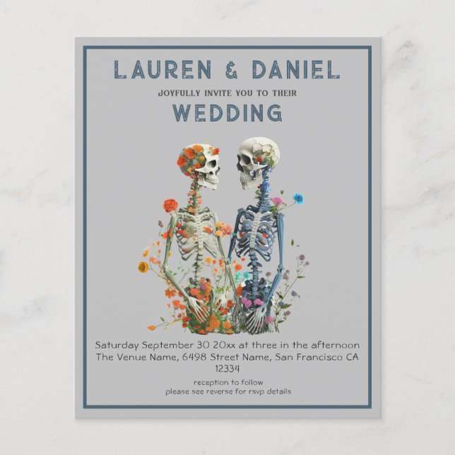 Gothic Floral Skeleton QR Code Hochzeit (Vorderseite)