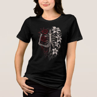 🌹💀 Gothic Floral Skelett Herz Tri-Blend Shirt