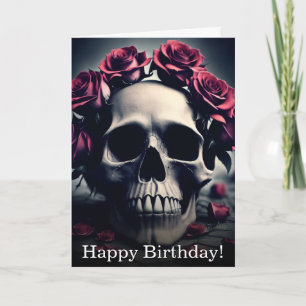 Gothic Floral Skull and Rose Geburtstagskarte Karte