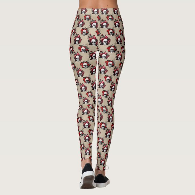 Gothic Floral Skull Blume Leggings (Rückseite)