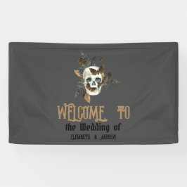 Gothic Floral Skull Butterflies Hochzeit Banner