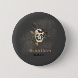 Gothic Floral Skull Butterflies Hochzeit Button