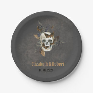 Gothic Floral Skull Butterflies Hochzeit Pappteller
