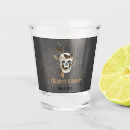 Gothic Floral Skull Butterflies Hochzeit Schnapsglas