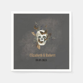 Gothic Floral Skull Butterflies Hochzeit Serviette