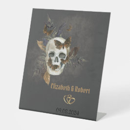 Gothic Floral Skull Butterflies Hochzeit Sockelschild