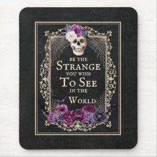 Gothic Floral Skull Fledermäuse Funny Zitat Schwar Mousepad