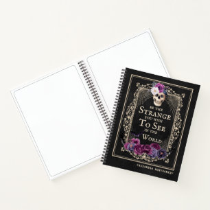 Gothic Floral Skull Funny Zitat Individuelle Name Notizbuch