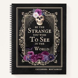 Gothic Floral Skull Funny Zitat Personalisierter N Notizbuch