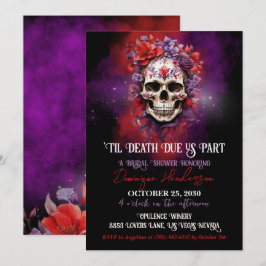 Gothic Floral Skull Halloween Brautparty Einladung