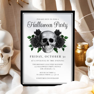 Gothic Floral Skull Halloween Einladung