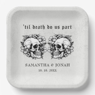 Gothic Floral Skull Halloween Hochzeit Pappteller