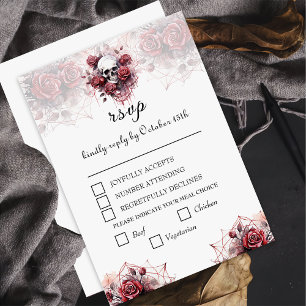 Gothic Floral Skull Halloween Hochzeitskarte RSVP Karte