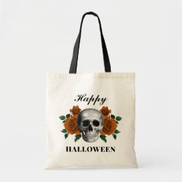 Gothic Floral Skull Happy Halloween Tragetasche