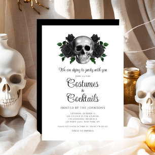 Gothic Floral Skull Kostüme & Cocktail Halloween Einladung