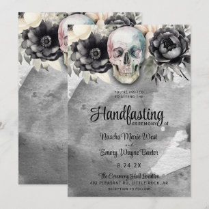 Gothic Floral Skull & Peony Handfasts Einladung