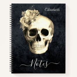 Gothic Floral Skull Personalisiert Notizbuch