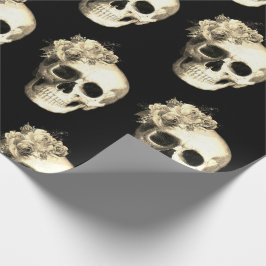 Gothic Floral Skull Rose Muster Halloween Geschenkpapier