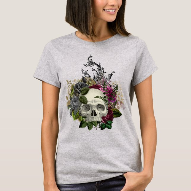 Gothic Floral Skull T-Shirt (Vorderseite)