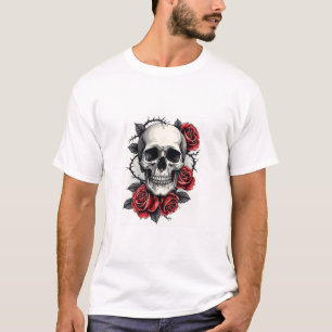 Gothic Floral Skull T-Shirt