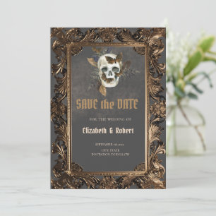 Gothic Floral Skull Vintager Rahmen Save the Date