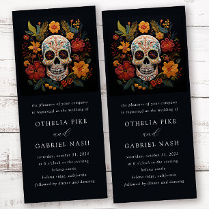 Gothic Floral Skull Wedding Einladung