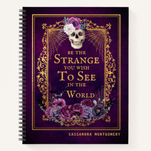 Gothic Floral Skull Zitat Lila Personalisierter Na Notizbuch
