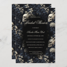 Gothic Floral Skulls Moody Dark Brautparty Einladung