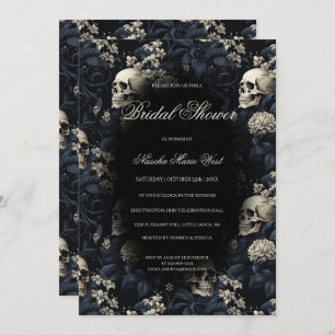 Gothic Floral Skulls Moody Dark Brautparty Einladung
