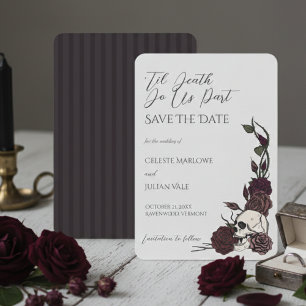 Gothic Floral Totenkopf 'Bis dass der Tod uns sche Save The Date