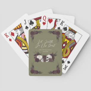 Gothic Floral Totenkopf Olivgrün   Spielkarten