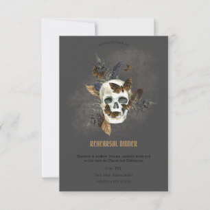 Gothic Floral Totenkopf Schmetterlinge Probedinner Einladung
