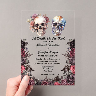 Gothic Floral Totenköpfe, Bis dass der Tod uns sch Acryleinladungen