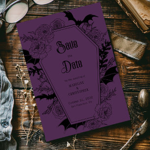 Gothic Floral Wedding Lila Save the Date Einladung