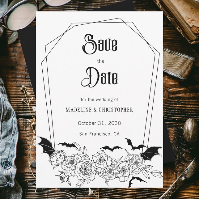 Gothic Floral Wedding Save the Date Einladung (Von Creator hochgeladen)