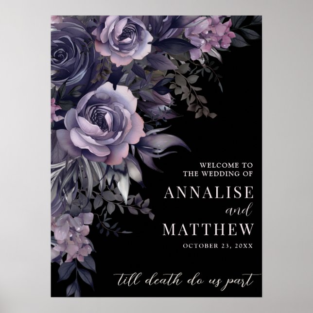 Gothic Floral Wedding Welcome Sign Poster (Vorne)