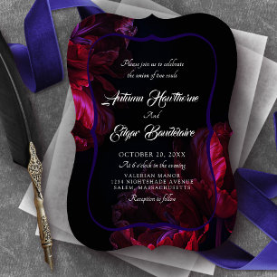 Gothic Florale Hochzeit im Moody-Stil Einladung