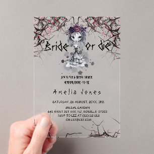 Gothic Florale Hochzeitsshower Acryleinladungen