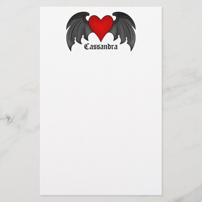 Gothic-Flügelherz-Valentinstag Briefpapier (Vorderseite)