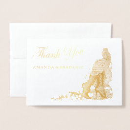 Gothic-Foil Gold Steampunk Wedding Dankeschön Kart Folienkarte