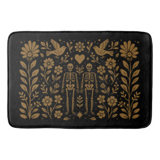 Gothic Folk Art Skeleton Bath Mat Badematte