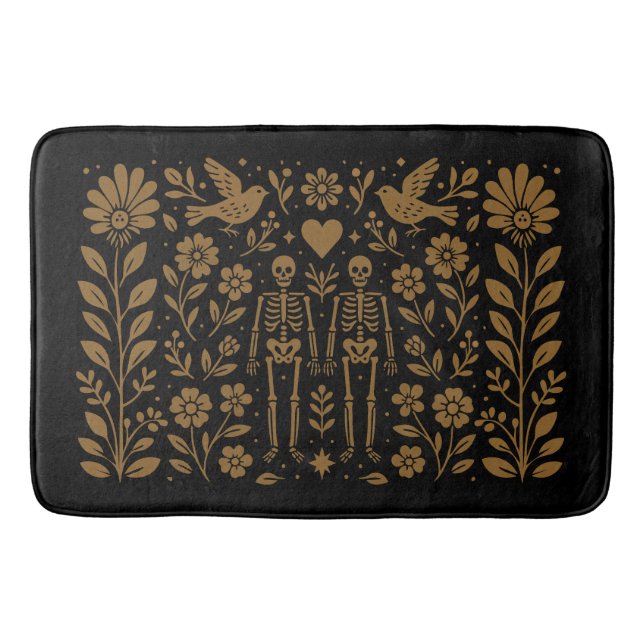 Gothic Folk Art Skelett-Badmatte Badematte (Vorderseite)