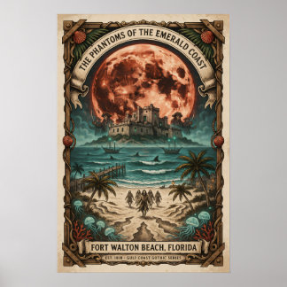 Gothic Fort Walton Beach, FL Vintage Horror Reise Poster