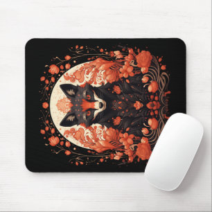 Gothic Fox und Blume Mousepad
