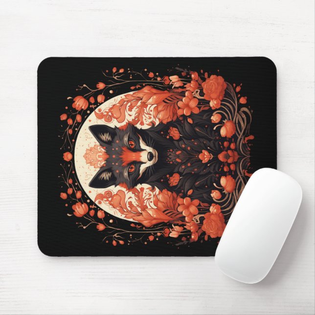 Gothic Fox und Blume Mousepad (Mit Mouse)