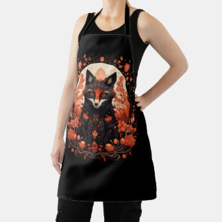 Gothic Fox und Blume Schürze