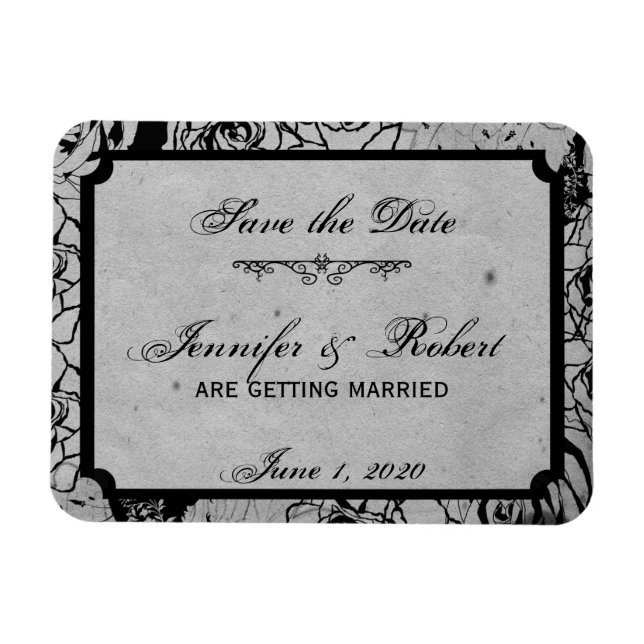 Gothic Frame der schwarzen Rose Save the Date Magnet (Horizontal)