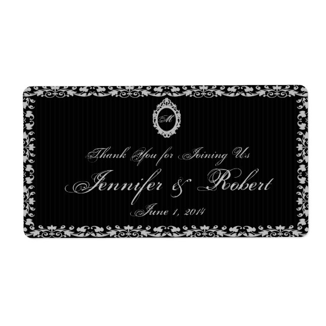 Gothic Frame Monogramm Wasser Flasche (Vorne)