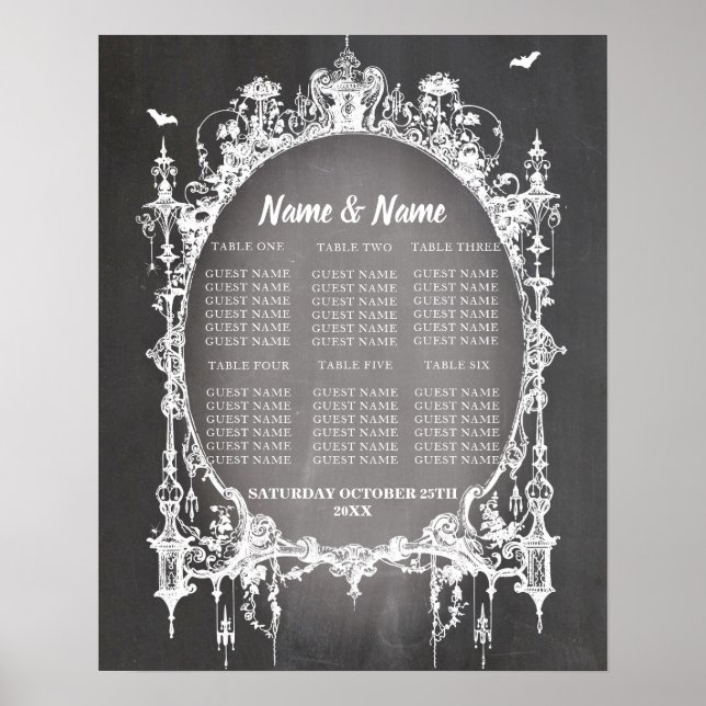 Gothic Frame Table Plan Hochzeitplakatsitze Poster (Vorne)